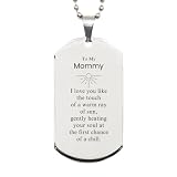 To My Mommy I Love You Silver Dog Tag Engraved Gifts for Mom Birthday Christmas Veterans Day