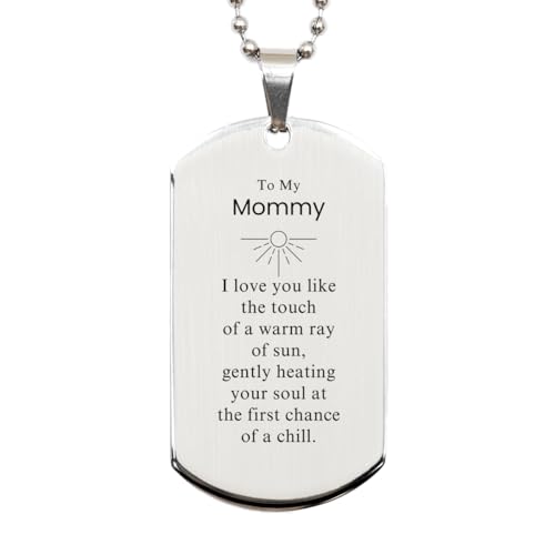 To My Mommy I Love You Silver Dog Tag Engraved Gifts for Mom Birthday Christmas Veterans Day