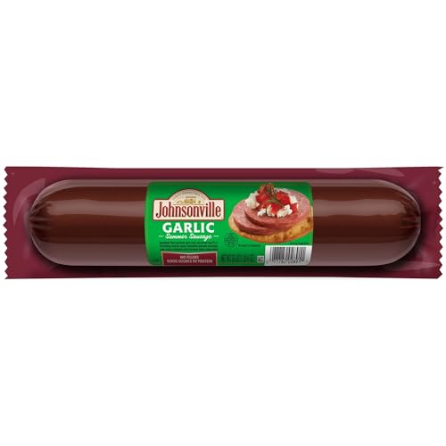 Johnsonville Garlic Summer Sausage 1/20oz, Great for Charcuterie and Cheese, Good Source of Protein