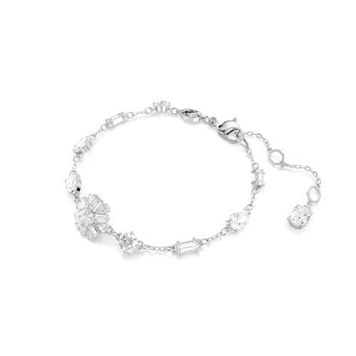 Swarovski Braccialetto Idyllia, Taglio Misto, Fiocco Di Neve, Bianco, Placcato Rodio - 2