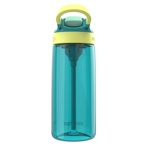 Image of Contigo Aubrey Kids Water Bottle, 20oz, Juniper /Limelight, Spill-Proof Lid, Dishwasher Safe, BPA Free, Blue and Yellow