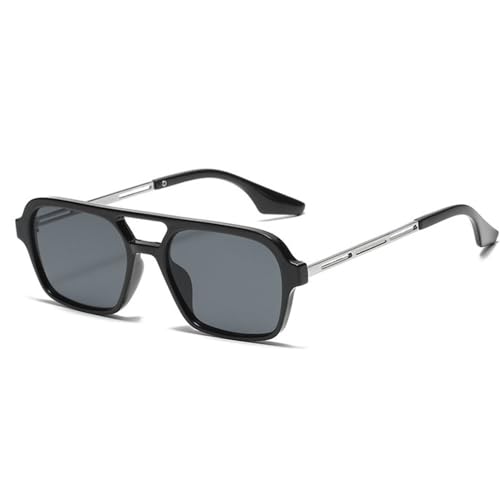Lunettes de soleil carrées avec protection UV400 et verres jaunes en métal punk