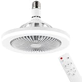 Ventilatore da Soffitto con Luce LED E27 e Telecomando, Ventilatore Lampadario con 3 Velocità e 3 Colori di Luce, Ventilatore da Soffitto Silenzioso con Attacco E27 Universale per Camera, Cucina