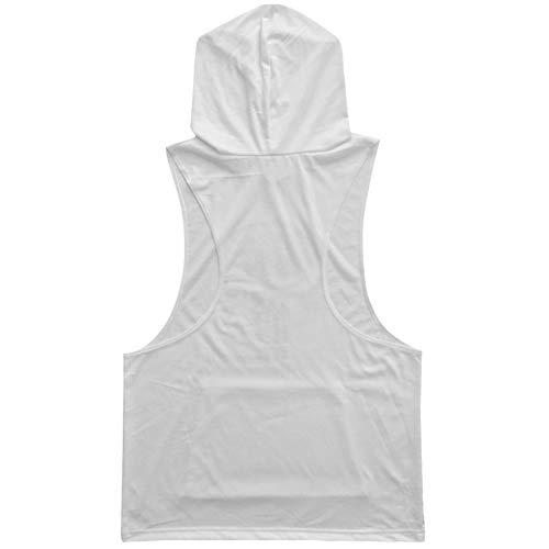 SZKANI Mens Skull Print Sleeveless Fitness Vest Bodybuilding Stringers Workout Tank Tops (Large, White)