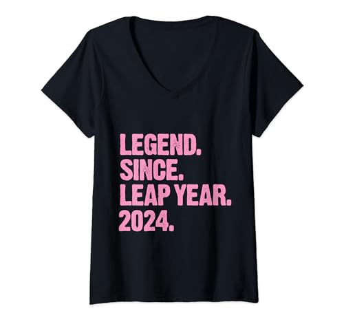 Legend Since Leap Year 2024 February 29 Birthday Party V-Neck T-Shirt