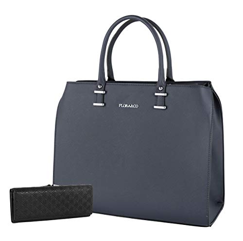 Flora & Co Paris (F9238) NAVI/AZUL A4 Collage adecuado asa superior cruzada bolso de hombro estilo bolso de mano con bolso de mano incluido, bolso de diseñador de moda para mujer inspirado en la bolsa