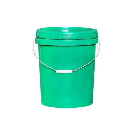 Vilom 25L丸型プラスチック容器 食品用バケツ 化学薬品 塗料 肥料 保存容器 液体 粉末兼用 密閉バケツ 蓋付き 業務用 家庭用 耐久性 軽量 保管 持ち運び便利 多用途 日本仕様 (グリーン) - Vilom - 商品画像