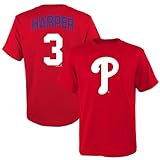 Outerstuff Bryce Harper Philadelphia Phillies MLB Kids Youth 8-20 Official Player Name & Number Jersey T-Shirt (US, Numeric, Size: 14-16, Regular, Red)