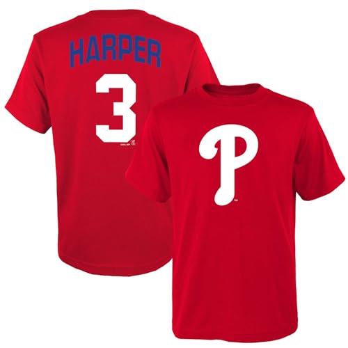 Outerstuff Bryce Harper Philadelphia Phillies MLB Kids Youth 8-20 Official Player Name & Number Jersey T-Shirt (US Numeric Size: 18-20 Regular Red)