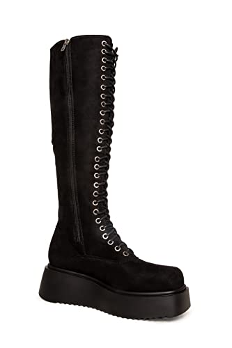 LAMODA Damen Inclusion Knee High Boot, Black Suede, 41 EU