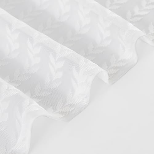 Cortinas con encaje blanco de lino para ventanas pequeñas de salón, pack de 2 5