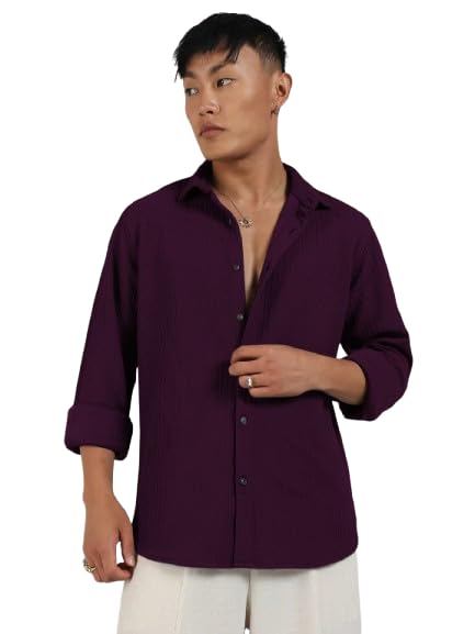 SOLIDPLAY Men's Premium Woven Texture Shirt