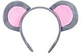 Delfd Grey Mouse Ears Headband for Adults – Soft Gray Rat Ears Headband Accessory for Mouse Costume, Halloween, Cosplay, Parties Fashion Hairband Face Wash Makeup Hairband for Adults, – Flexible Fit