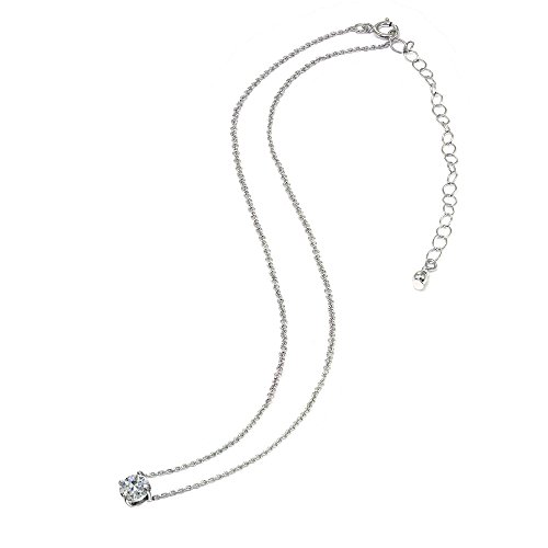Sterling Silver Solitaire Choker Necklace Made with AAA Cubic Zirconia4