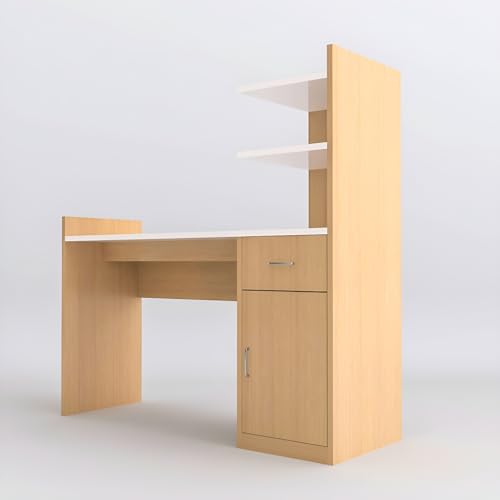 Image of Engineered Wood Office & Study Table for Study Room /Office /Work from Home || Engineered Wood Study Table || Freestanding || (Brown & White) |
