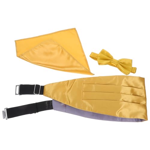 Juego Formal Hombre Corbata Moño y Fajín Dorado miniatura 1