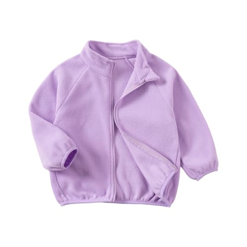 Toddler Kids Polar Fleece Coat Solid Color Long Sleeve Stand Collar Zipper Closure Cardigan Warm Lightweight Jacket