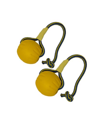 Heavelove 2 Pack Ball with Rope Dog Toy,Fling Dura Foam Toy,Dog Water Float Ball Rraining Boall on Rope (2 pc 7cm/2.8")