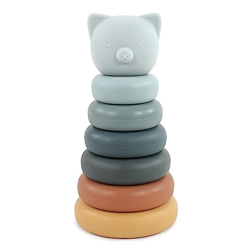 Image of Hudson Baby Silicone Stacking Toy, Bear, One Size