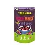 FruchtSnacks „Herbe Liebe“ Beeren-Mix gefriergetrocknet 25g I Getrocknete Beeren und Früchte ungezuckert I Mischung aus Süßkirschen, schwarze Johannisbeeren und Preiselbeeren I 100% Frucht