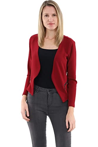 Malito - Blazer à manches longues pour femme - Blazer en jersey uni - Veste courte basique - Blazer de survêtement avec fermeture éclair - Poche - Veste...