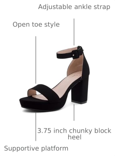 Image of Shoe Land Platform Heels for Women | 3.75 Inch Chunky Block Heeled Sandals with Ankle Strap | Open Toe Strappy High Heels for Wedding, Party & Formal Events