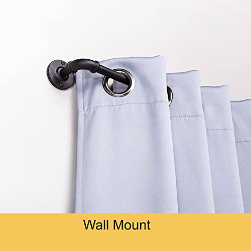 Kenney Adler 5/8" Indoor/Outdoor Rust-Resistant Wrap Around Curtain Rod, 28-48", Textured Black #TOP2