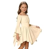 Style festif : cette robe de soirée pour fille présente un design à épaules dénudées et des manches longues élégantes.