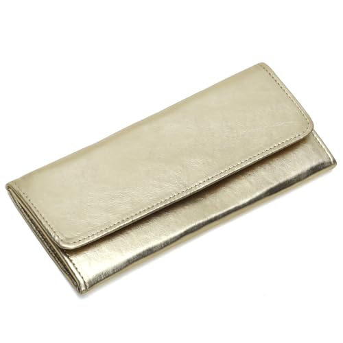 Carteira Feminina Couro Legitimo Para 12 Porta Cartão (Dourado)