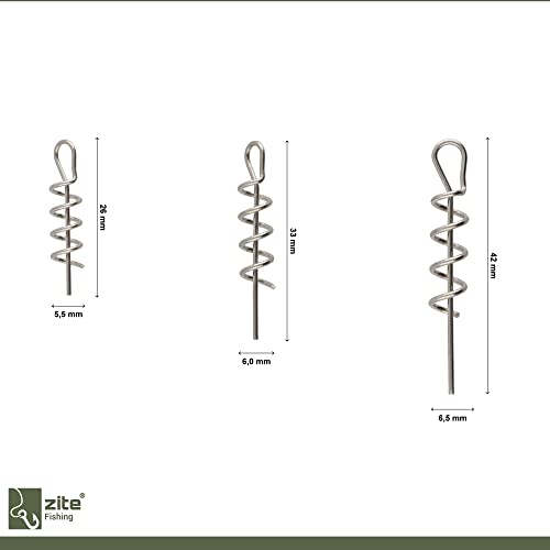 Zite Fishing Cork-Screw Spiralen Set – 45 Stück 3 Größen in Sortierbox – Kunstköder Angel-Zubehör Gummifisch-Angeln… – Bild 5