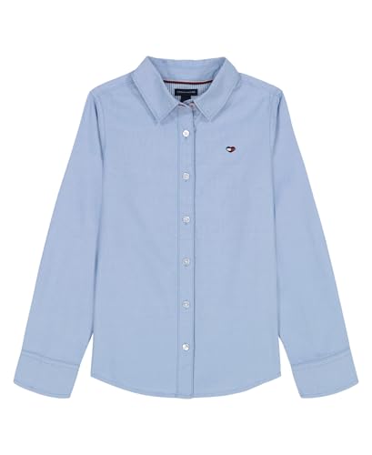 Tommy Hilfiger Girls' Long Sleeve Woven Button-Down Shirt, Lightweight & Breathable