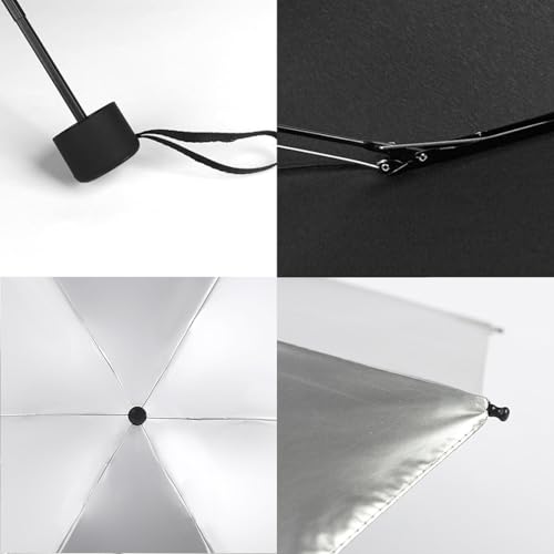 Small Mini Umbrella with Case by GAOYAINIG Light Compact Design Perfect for Travel Lightweight Portable Parasol Outdoor Sun&Rain Umbrellas 34 Inches Sliver