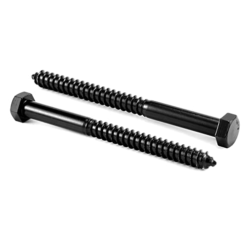 1/2" x 6" Hex Head Lag Screws Bolts 20Pcs 304 Stainless Steel 18-8, Partial Thread, Hexagon Head Wood Screws by Black Oxide by SG TZH