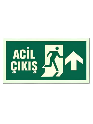 Fosforlu Fotolümen Acil Çıkış Yukarı Yön Levhası Bant Hediyeli