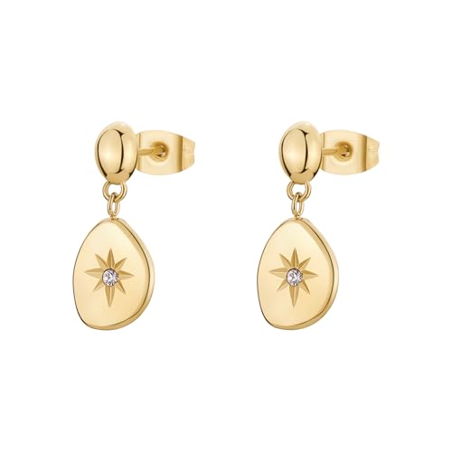 Boucles d'oreilles en acier 316L Brosway Essential BNL110 gravure étoile et cristal