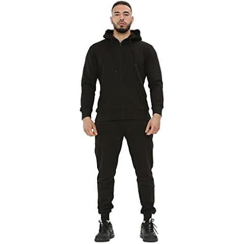 kraftd Mens Tracksuit Set Fleece Hooded Zipper Sweatshirt Top With Jogging Bottom 2pcs Sports Sweat Suit Cover