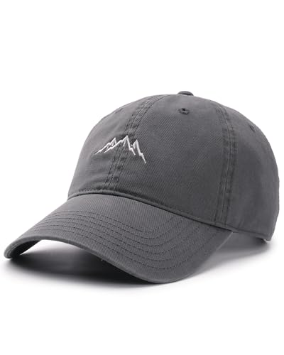 FURTALK Baseball Cap Men Mountain Embroidery Dad Hat Unstructured Soft Vintage Washed Cotton Outdoor Hats for Men Grey M-L