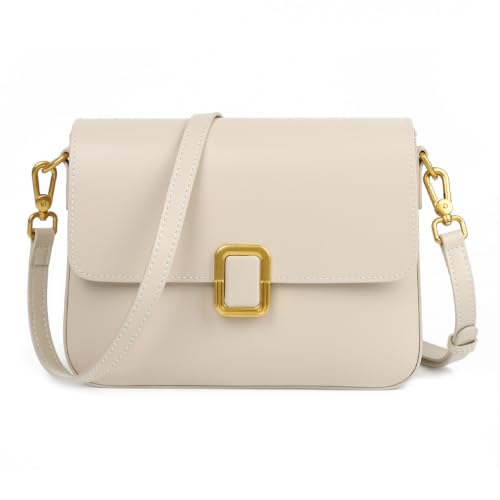 Image of Genuine Leather Crossbody Shoulder Handbag Purses Bags for Women | Scratch Resistant Leather, Adjustable Strap, Gold Hardware, Inner Pockets, Magnetic Snap for Daily Travel Women's Gifts