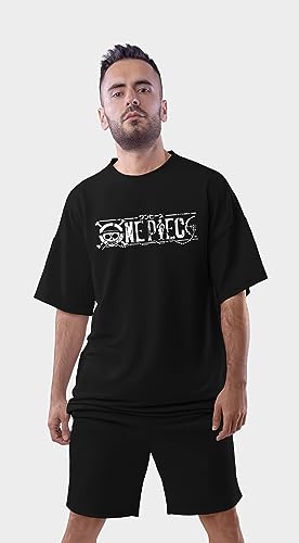 Image of Be Crazy Oversized Loose Baggy Fit Drop Shoulder Half Sleeves Pure Cotton Anime Graphic Printed T-Shirt for Men