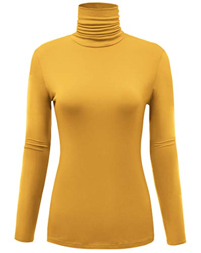 Image of AUHEGN Women's Long Sleeve Short Sleeve Lightweight Turtleneck Top Slim Fit Pullover T-Shirt (S-XXL)