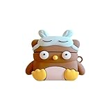 Rertnocnf Case Compatible with 2024 Airpods 4, 3D Cute Kawaii Owl Design Earbuds Cover, Kids Boys Girls Portable Accessories Soft Silicone Wireless Earphone Shockproof Protector for Gifts Brown