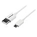Price comparison product image StarTech.com 2m White Micro USB Cable Cord - A to Micro B - Micro USB Charging Data Cable - USB 2.0 - 1x USB A Male, 1x USB Micro B Male (USBPAUB2MW)