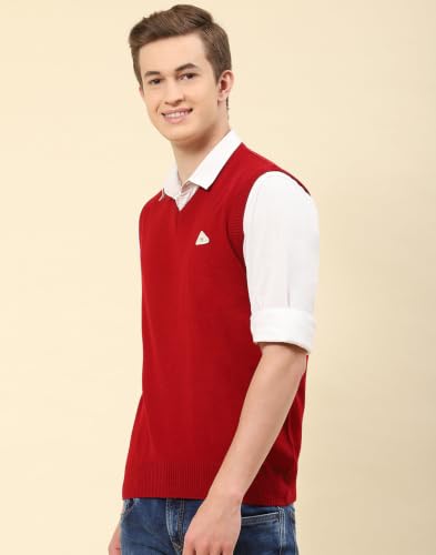 Image of Monte Carlo Men Regular Fit Sleeveless Solid V Neck Winter Sweater (Pack of 1)