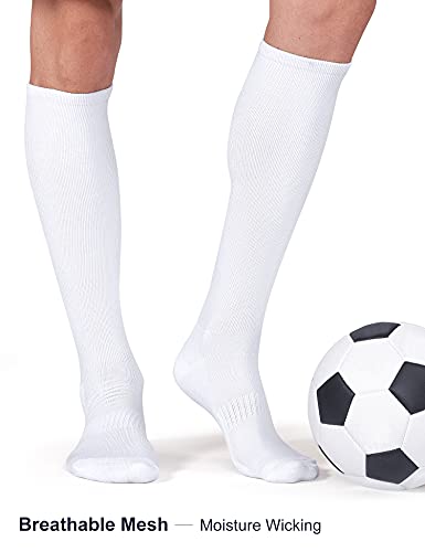 Fitrell 2 Pack Baseball Soccer Softball Socks For Kids Youth Men & Women Over-The-Calf Football Knee High Socks, Nfl, White, X-Small #TOP3