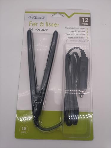 CR-MOESANCO® 12 V Hair Straightener for Travel Car Motorhome with Lighter Plug, Black/White - Image 2