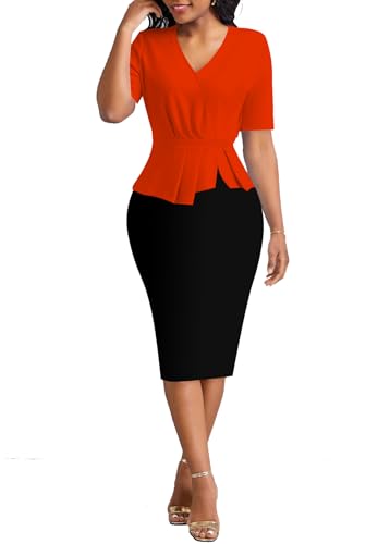 DinyIn Women's Summer Church Dress Elegant Short Sleeve Wear to Work Business Outfits Bodycon Party Pencil Midi Dresses2