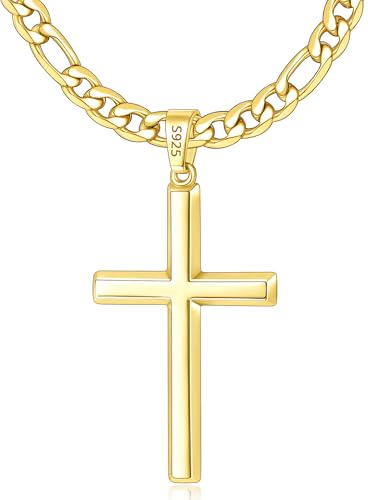Eterjew 18k Gold Cross Necklace for Men Women 18 Inch