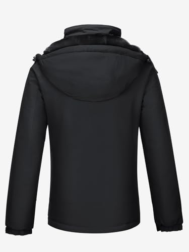 CAMEL CROWN Damen Warm Winter Skijacken Wasserdicht Schneemantel mit Kapuze Berg Winddicht Regenjacke, Black, Small