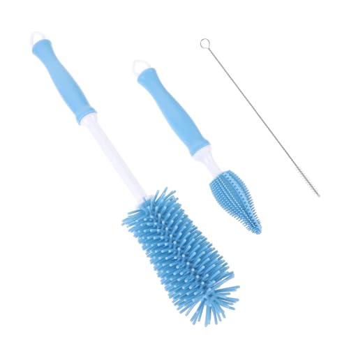 SUPVOX Cepillo de Limpieza para Biberones Rotatorio de con Ventosa Mango Antideslizante y Estuche para Limpieza de Biberones de Azul