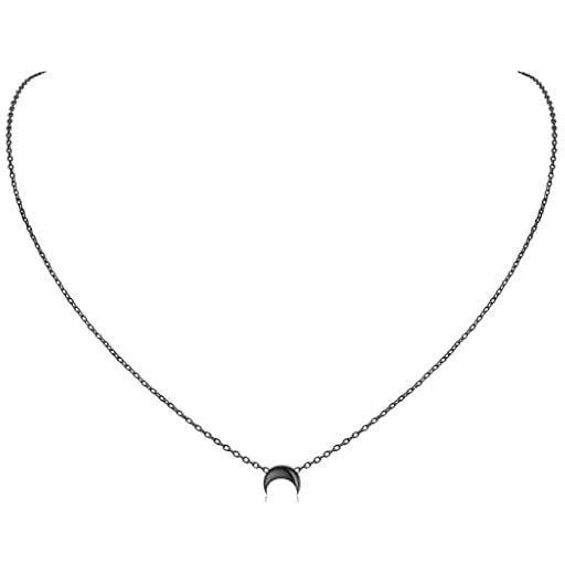 ChicSilver Colgante Negro Mujer Collar Luna Media Invertida Plata de Ley 925 Joyería Delicada Pareja Regalo Aniversario | Ya disponible en tu tienda friki favorita! En mundofriki.es!